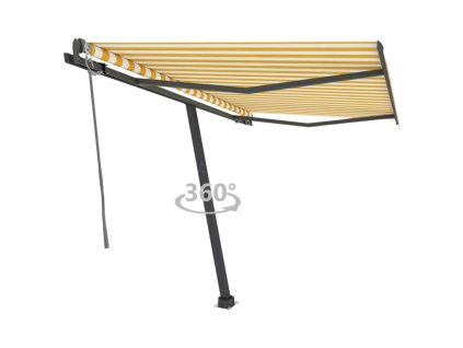 vidaXL Samostatne stojaca automatická markíza 300x250 cm žlto-biela