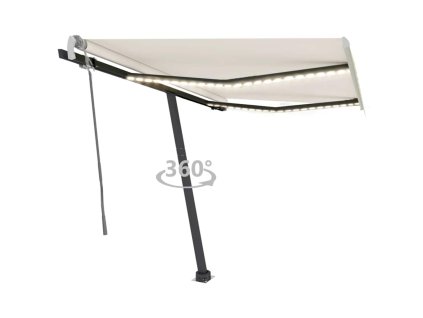 vidaXL Ručne zaťahovacia markíza s LED 350x250 cm krémová