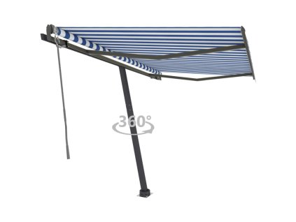vidaXL Samostatne stojaca automatická markíza 350x250 cm modro-biela