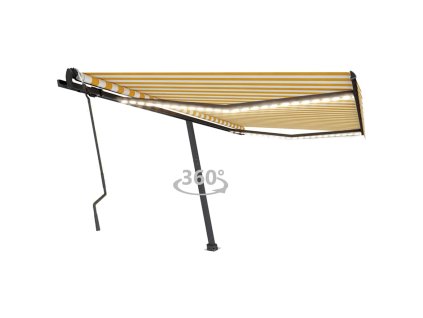 vidaXL Ručne zaťahovacia markíza s LED 400x300 cm žltá a biela
