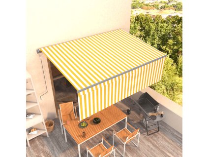 vidaXL Automatická markíza s tienidlom 4x3m žlto-biela
