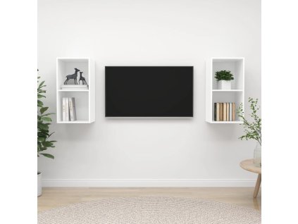 vidaXL Nástenné TV skrinky 2 ks, biele, kompozitné drevo