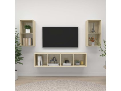 vidaXL Nástenné TV skrinky 4 ks, dub sonoma, kompozitné drevo