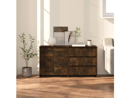 vidaXL 2-dielna komoda údený dub spracované drevo