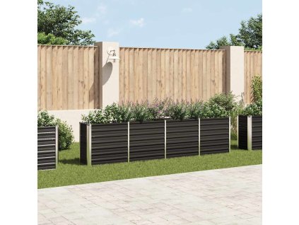 vidaXL Vyvýšený záhradný kvetináč antracitový 320x40x77 cm pozinkovaná oceľ