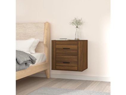 vidaXL Nástenný nočný stolík hnedý dub 50x36x47 cm