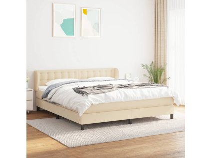 vidaXL Posteľný rám boxspring s matracom krémový 180x200 cm látka