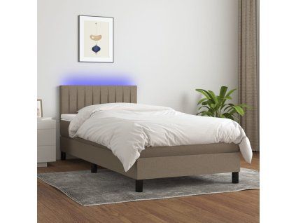vidaXL Posteľ boxsping s matracom a LED sivohnedá 80x200 cm látka