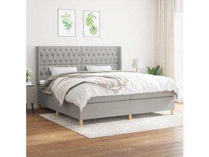 vidaXL Posteľný rám boxsping s matracom bledosivý 200x200 cm látka