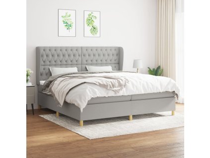 vidaXL Posteľný rám boxsping s matracom bledosivý 200x200 cm látka