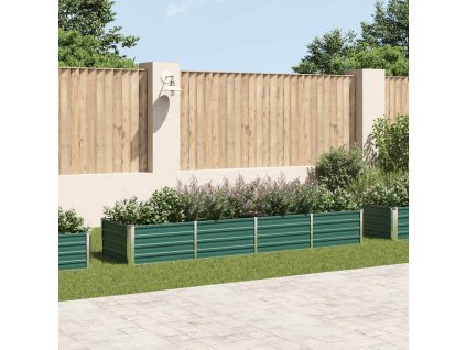 vidaXL Vyvýšený záhradný záhon, pozinkovaná oceľ 320x80x45 cm, zelený