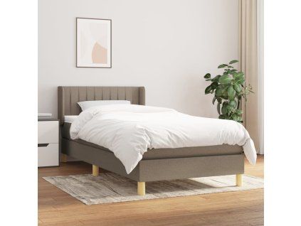 vidaXL Posteľný rám boxspring s matracom sivohnedý 90x190 cm látka