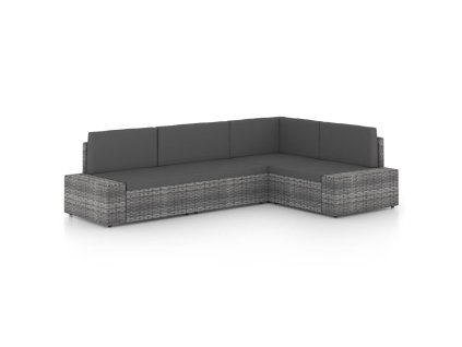 vidaXL 4-dielna záhradná sedacia súprava s podložkami polyratan sivá