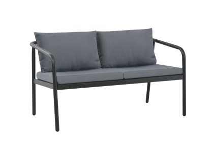 vidaXL 2-miestna záhradná pohovka s podložkami, sivá, hliník