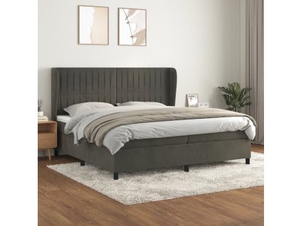 vidaXL Posteľný rám boxspring s matracom tmavosivý 200x200 cm zamat