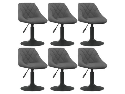 vidaXL Otočné jedálenské stoličky 6 ks tmavošedé zamat