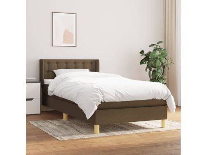 vidaXL Posteľný rám boxsping s matracom hnedý 90x200 cm látka