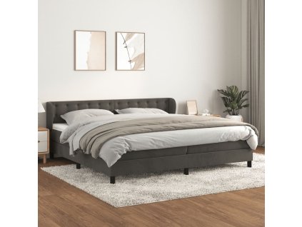 vidaXL Posteľný rám boxspring s matracom tmavosivý 200x200 cm zamat