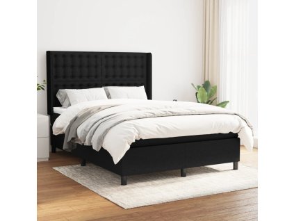 vidaXL Posteľný rám boxspring s matracom čierny 140x200 cm látka