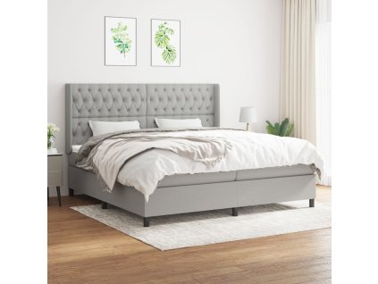 vidaXL Posteľný rám boxsping s matracom bledosivý 200x200 cm látka