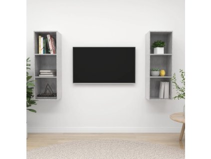 vidaXL Nástenné TV skrinky 2 ks betónovo-sivé drevotrieska