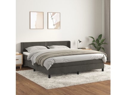 vidaXL Posteľný rám boxspring s matracom tmavosivý 160x200 cm zamat