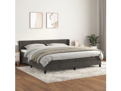 vidaXL Posteľný rám boxspring s matracom tmavosivý 200x200 cm zamat