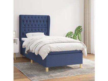 vidaXL Posteľný rám boxspring s matracom modrý 90x200 cm látka