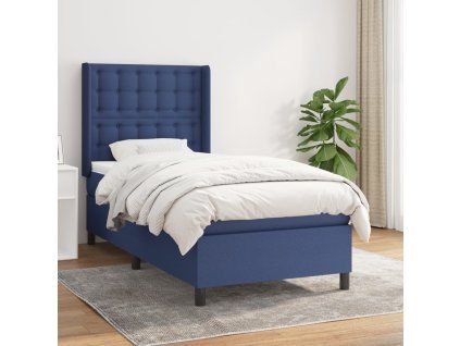 vidaXL Posteľný rám boxspring s matracom modrý 90x200 cm látka
