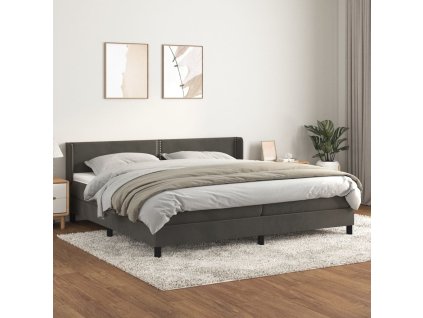 vidaXL Posteľný rám boxspring s matracom tmavosivý 200x200 cm zamat