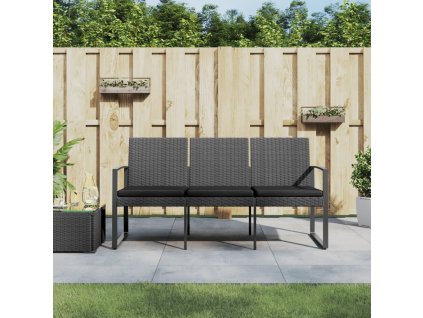 vidaXL 3-miestna záhradná lavička s podložkami tmavo sivá PP ratan