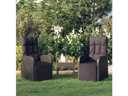 vidaXL Záhradné sklápacie stoličky so sedákmi 2 ks čierne polyratan