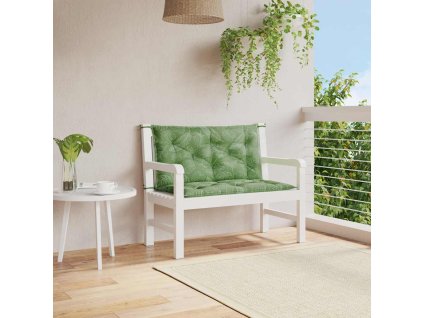 vidaXL Podložky na záhradnú lavičku 2 ks vzor listov 100x50x7 cm látka