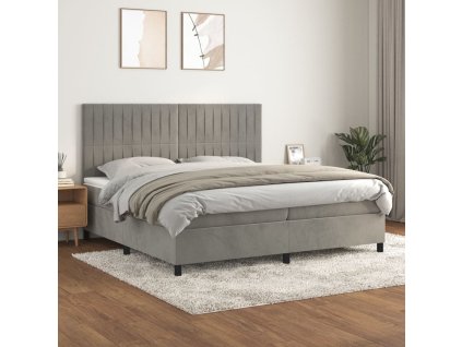 vidaXL Posteľný rám boxsping s matracom bledosivý 200x200 cm zamat