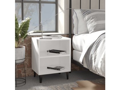 vidaXL Nočné stolíky s kovovými nohami 2 ks, biele 40x30x50 cm