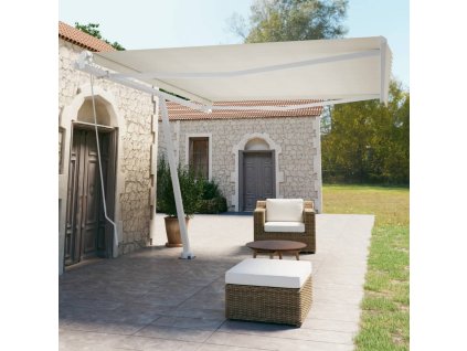 vidaXL Samostatne stojaca ručne zaťahovacia markíza 450x350 cm krémová
