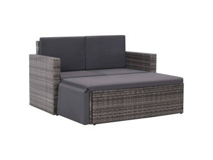 vidaXL 2-dielna záhradná sedacia súprava s vankúšmi sivá polyratanová