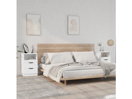 vidaXL Nočné stolíky 2 ks biele spracované drevo