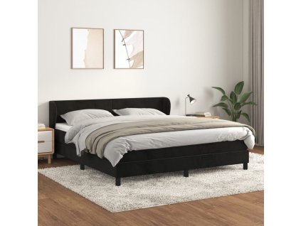 vidaXL Posteľný rám boxspring s matracom čierny 160x200 cm zamat