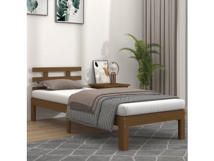 vidaXL Posteľný rám medovohnedý masívne drevo 100x200 cm