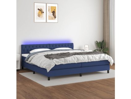 vidaXL Posteľ boxsping s matracom a LED modrá 200x200 cm látka