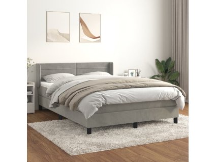 vidaXL Posteľný rám boxsping s matracom bledosivý 140x190 cm zamat