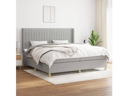 vidaXL Posteľný rám boxsping s matracom bledosivý 200x200 cm látka