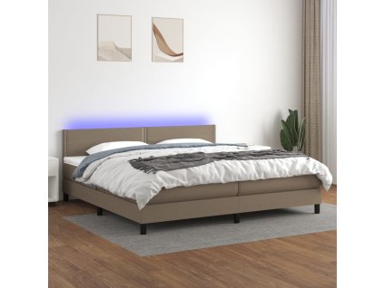 vidaXL Posteľ boxsping s matracom a LED sivohnedá 200x200 cm látka