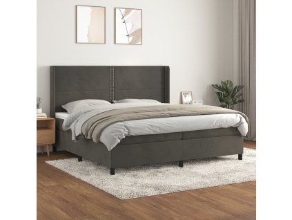 vidaXL Posteľný rám boxspring s matracom tmavosivý 200x200 cm zamat