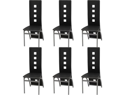 vidaXL Jedálenské stoličky 6 ks čierne umelá koža