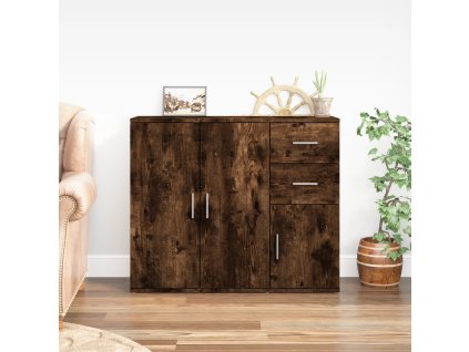 vidaXL Komoda dymový dub 91x29,5x75 cm spracované drevo