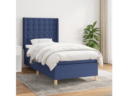 vidaXL Posteľný rám boxspring s matracom modrý 90x200 cm látka