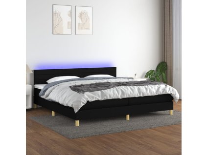 vidaXL Posteľ boxsping s matracom a LED čierna 200x200 cm látka
