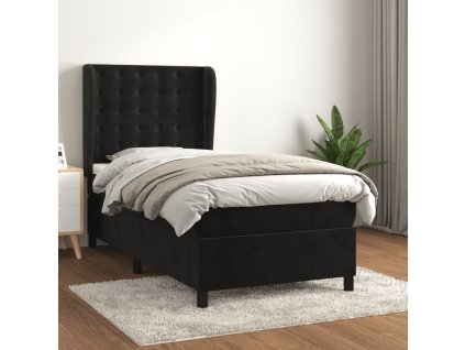 vidaXL Posteľný rám boxspring s matracom čierny 90x190 cm zamat